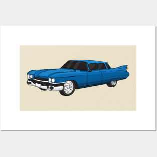 Cool blue 1959 classic car Posters and Art